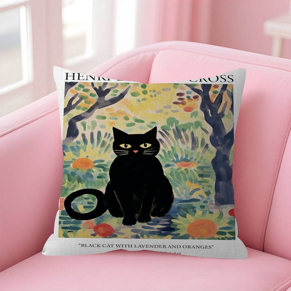 Painting Of A Cat Cushion Cover Pillowcase Upholstery Sofa Throw Pillow Home Decor Pillowcas