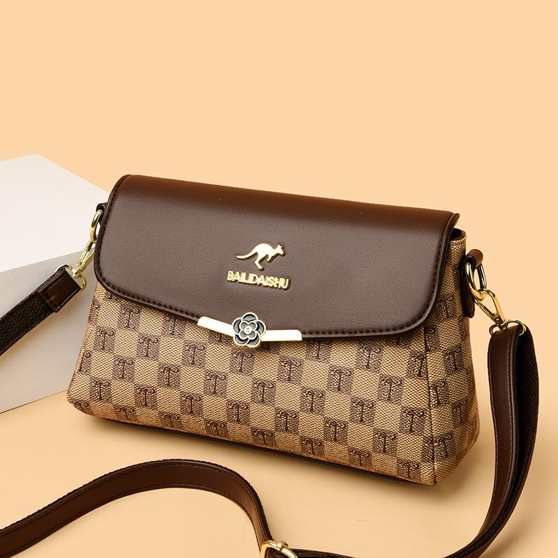 

Retro checkerboard shoulder bag, high-end light luxury messenger bag, simple and versatile fashion large-capacity bag 16cm*27cm*10cm