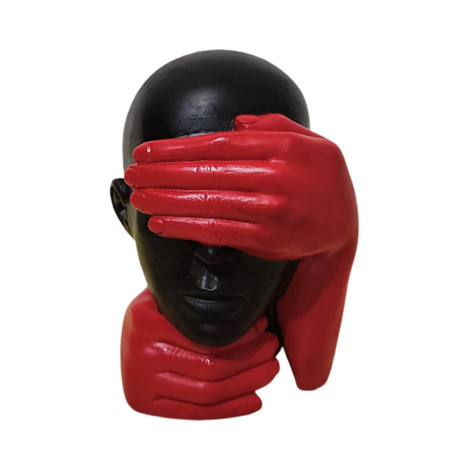 

Современная статуэтка черной женщины с красными руками Абстрактное искусство Украшение Ремесло из смолы Орнаменты One Size