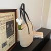 Borsa Tote in Paglia Intrecciata con Manici in Pelle Nera Grande Capacità Borsa da Spiaggia Estiva Borsa a Mano Casual da Donna per Uso Quotidiano