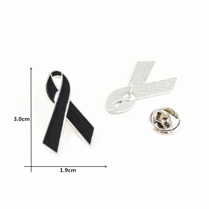 Black Ribbon Memorial Brooch Clothing Lapel Pin Alloy Black Mourning Suit Badge Fashion Accessories Party Jewelry Gift