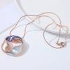 New Round Personality Hollow Round Geometric Color Pendant, Color Painted Oil Petal Ladies Clavicle Chain