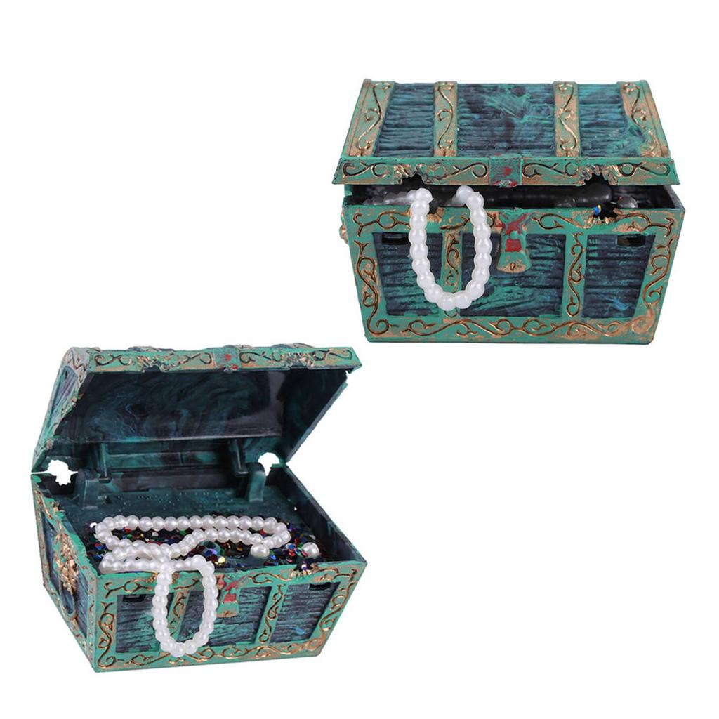 Dekorative Schatztruhe Ornament Aquarium Fischtank Landschaft Dekoration Zubehör Grün