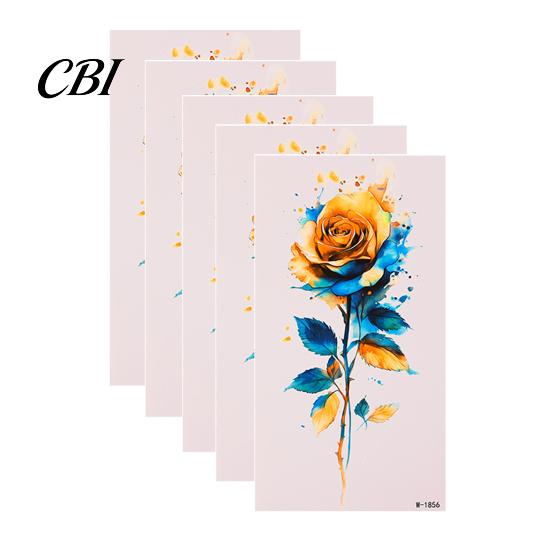 Temporary Body Art Decals 5 Sheets Butterfly Tattoo Stickers, Waterproof Flower Tattoos, Colorful Removable Stickers Face Tattoos for Parties