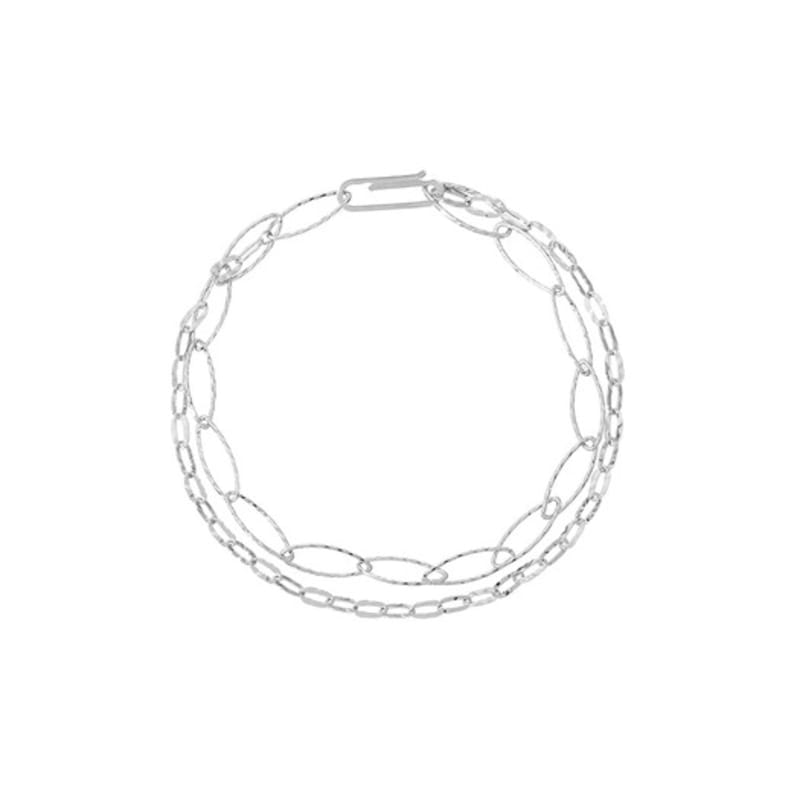 Rough City [Silver925] Layered Two Chain Bracelet
