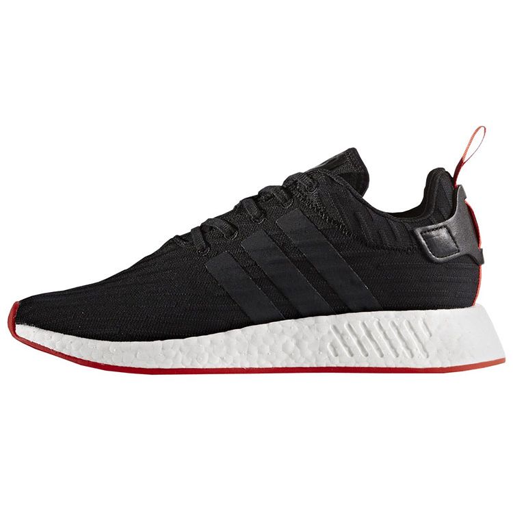 

Черные кроссовки унисекс adidas NMD_R2 Primeknit Core красные BA7252