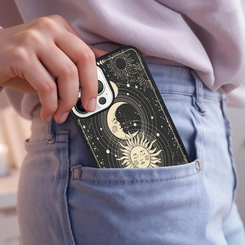 Celestial Mosaic Sun Moon Phone Case For iPhone 17 Air 15 16e 14 13 Pro Max Coque 12 11 Pro Max PLUS cover