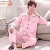 Men's Ice Silk Long-Sleeve Pajama Set - Thin & Breathable, Plus Size, for Spring & Autumn