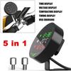 12.5 X 10.8 X 5CM 5 In 1 Motorcycle LED Voltmeter Thermometer Black Waterproof