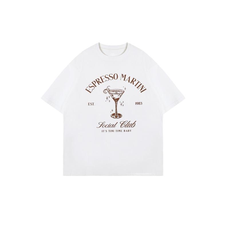 T-shirt Oversize Nera Espresso Martini Social Club Stampa Grafica Abbigliamento Casual Per Donna Outfit Estivo Look da Festa