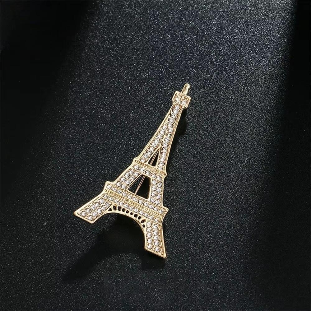 Vergoldete/Versilberte Eiffelturm Brosche Strass Brosche Kleidung Dekorative Schmuck Accessoires