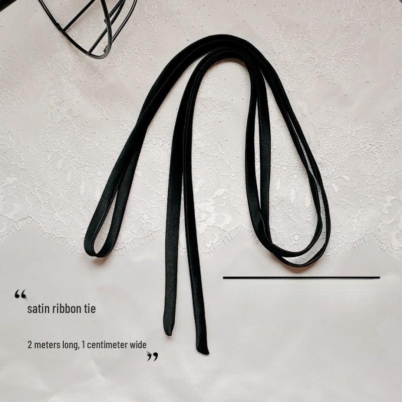 שמלת כלה מסאטן עם שרוכים, פפיון וסרט לשיער, עמידה ורב-תכליתית לכלה