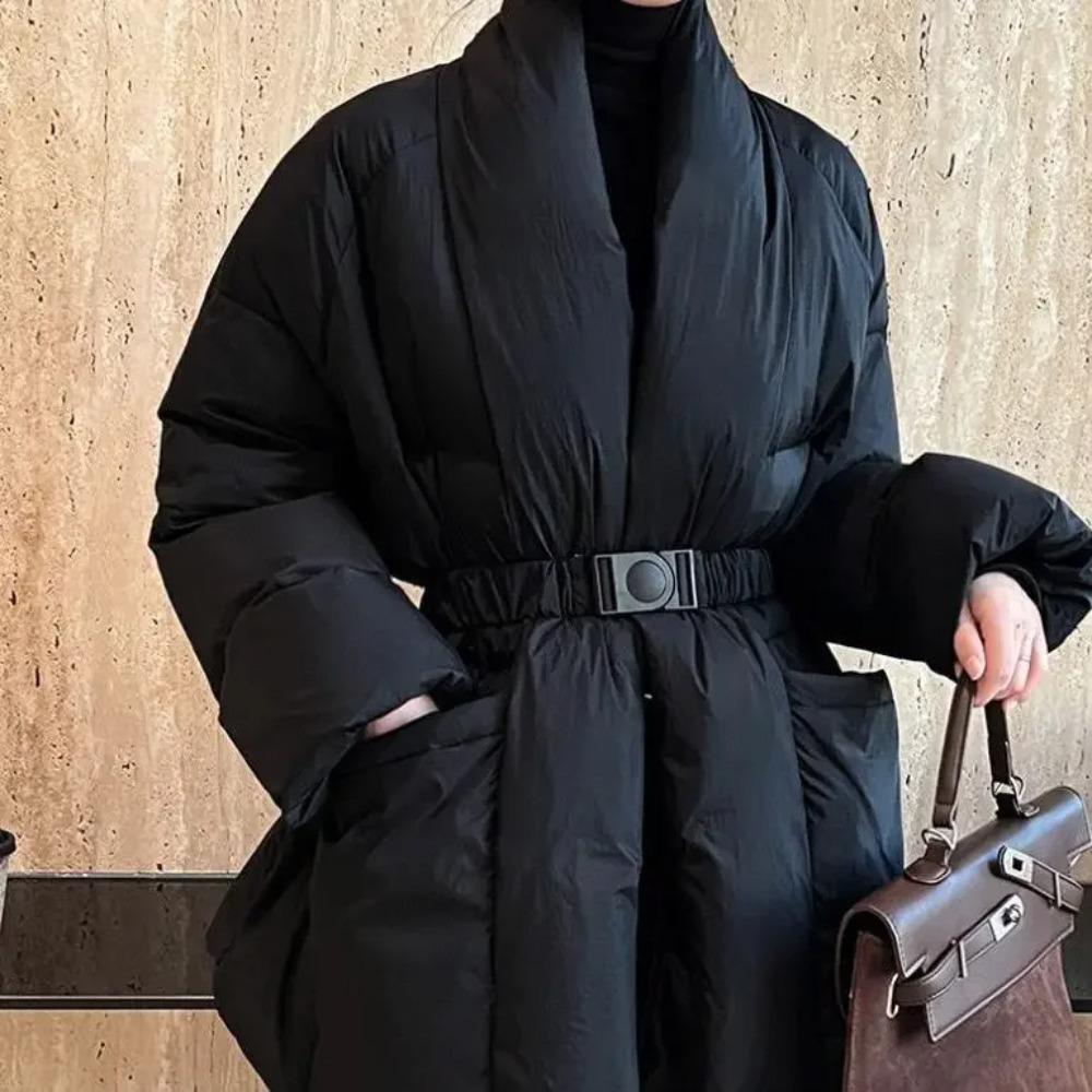 Women's Loose-fit Slimming Down Jacket Featuring White Duck Down Warmth Waist-cinching Silhouette