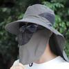Mens Outdoor Wide Brim Fishing Hat,UPF 50+ Sun Protection Cap with Face Neck Flap for Hiking & Garden