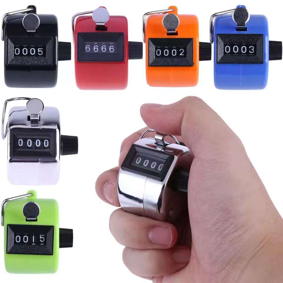 4 Digit Number Counters Hand Finger Mechanical Counting Tally Clicker Timer Outdoor Sport Golf Soccer Counter Key Ring 1