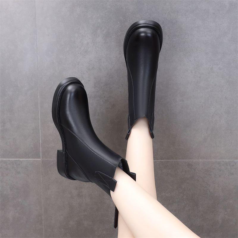 Winter high-top Martin boots 2025 new cotton shoes women's casual leather soft-soled velvet warm thickened cotton boots women