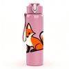 1PC Smart Fox Cartoon Drawing 750ml Color Plastic Sports Water Bottle Leakproof Flip Straw Lid Suitable for Sports Office Home Use