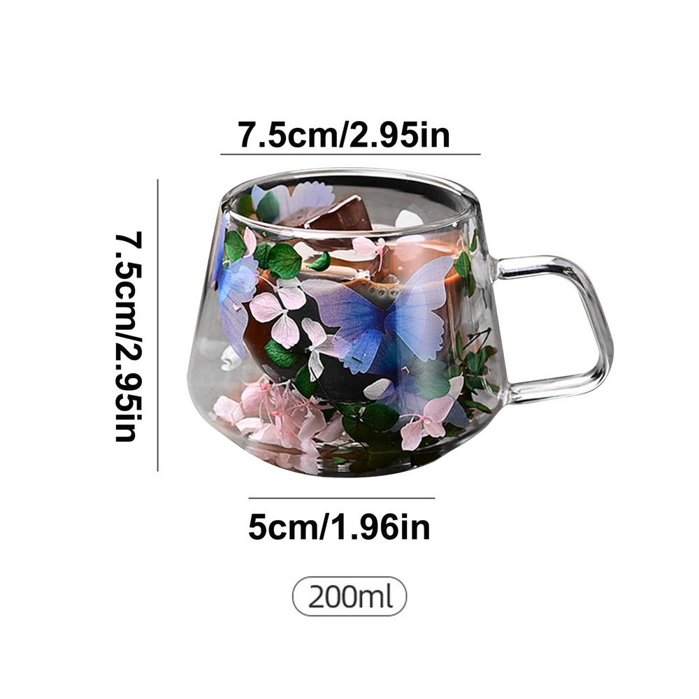 200ml Double Wall Clear Glass Coffee Mugs For Hot Cold Beverages Cappuccino Latte Espresso Cups High-looking Souvenir Cups