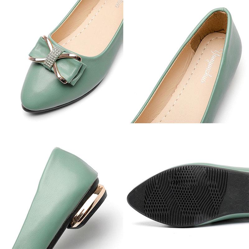 Single-shoe Women's Casual Pointy Women's Shoes with Shallow Mouth Low Heel Thick Heel and Soft Leather Flat Bottom In Spring and Autumn