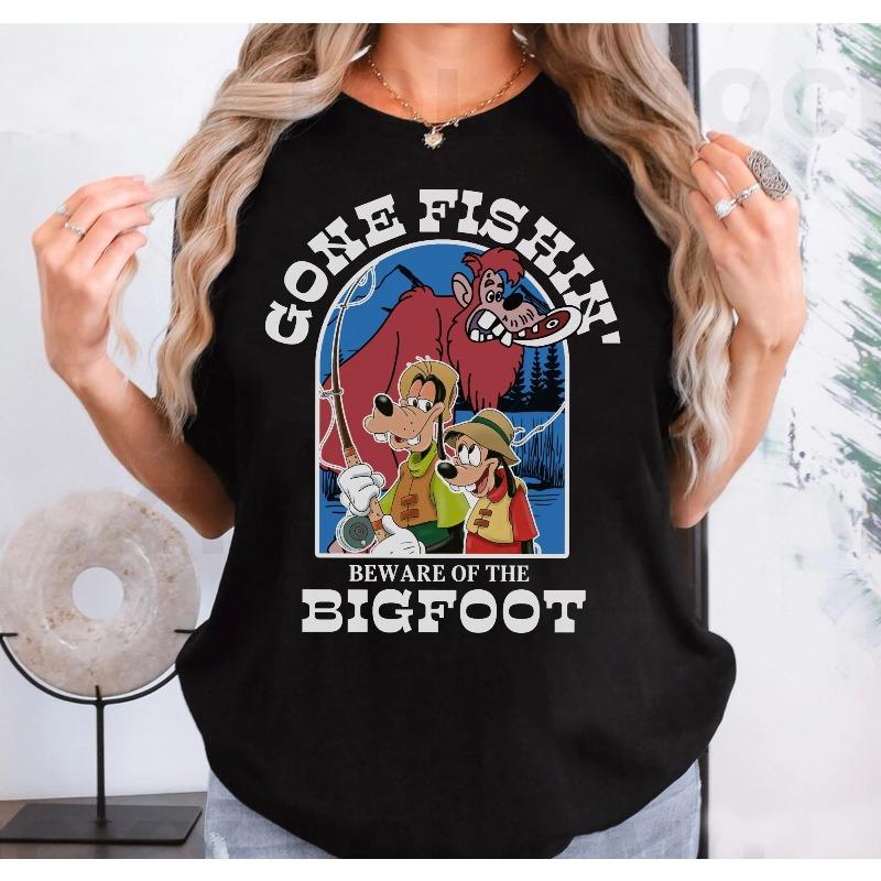 

Retro Goofy Max Goof Shirt Gone Fishin Beware of The Bigfoot Tshirt A Goofy Movie Tee Family Vacation TripFishing Life 4XL