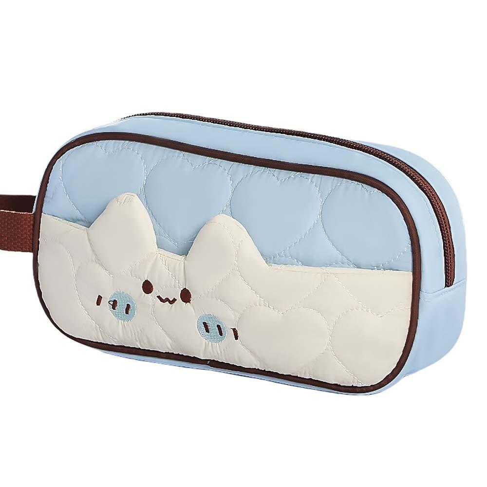 Cute Kitten Design Korean Stationery Bag Cartoon Cat Cat Pen Storage Bag  Student синий