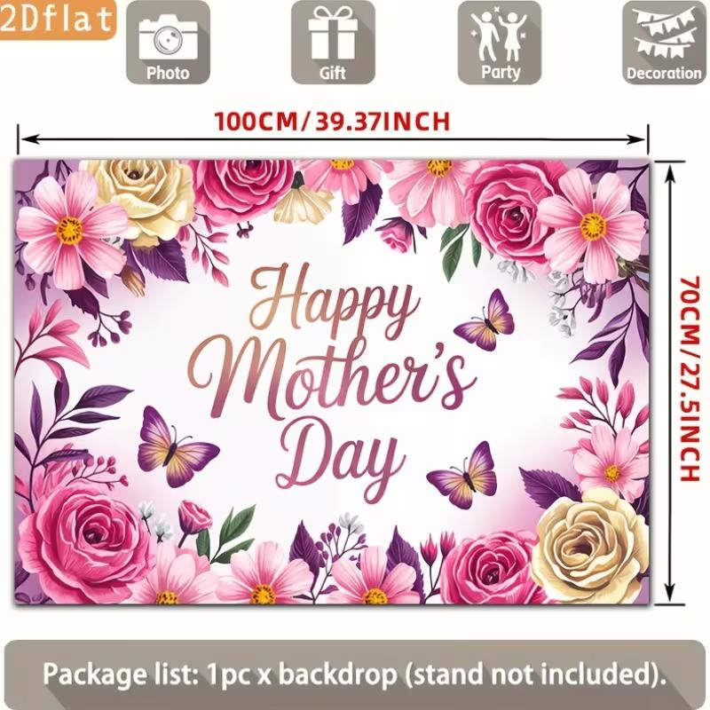 2D Happy Mother's Day Backdrop, Spring Flower Background for Mother's Day