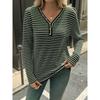 Women S V Neck Long Sleeve Striped T Shirt Casual Street Style