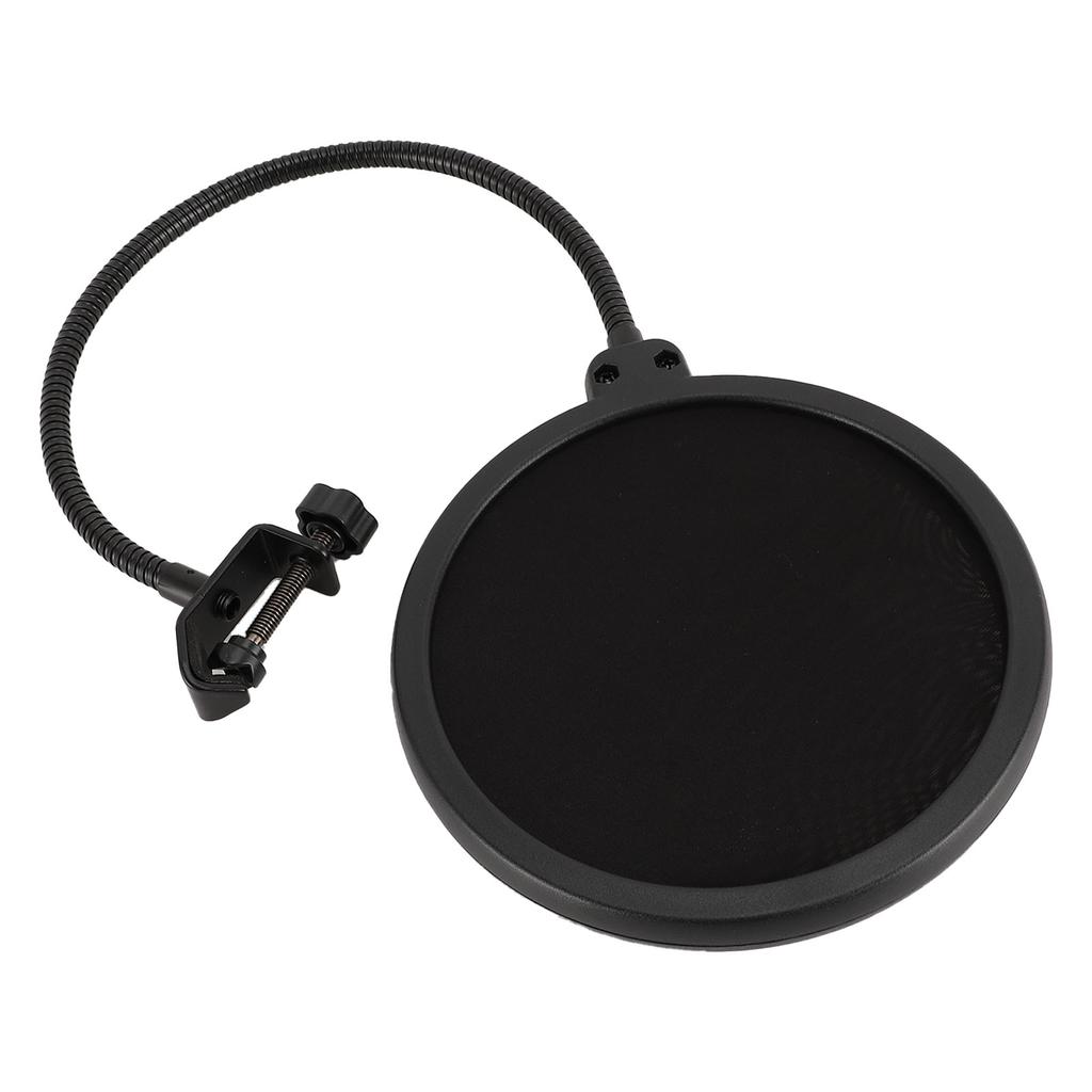 Microphone Pop Filter 360 Degree Adjustable Versatile Sturdy Dual Layered Wind Pop Screen Shield with Gooseneck Stand