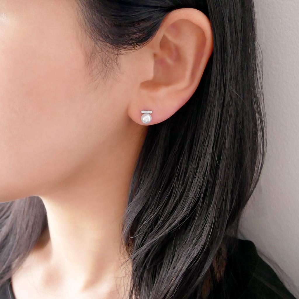 Earrings Platinum Akoya Pearl Diamond APVA2538 PA [Vendome Aoyama] [Official]