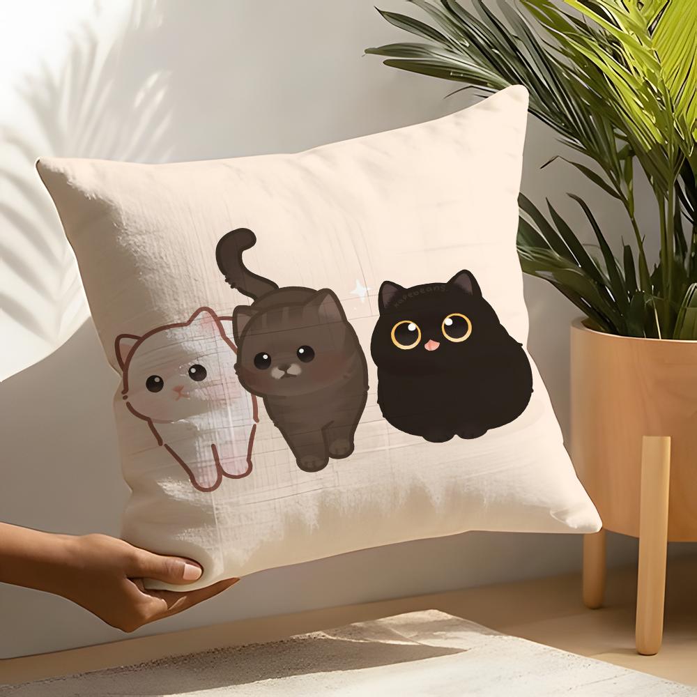 Cute Cartoon Plush Cat Pillow Case Linen Cushion Covers For Decorative Sofa Home Pillows Case Car Chair Pillows Cases