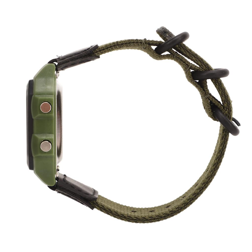Digital Sport Watch Canvas Strap Luminous Waterproof Retro Sport Watch for Outdoor Sports Green