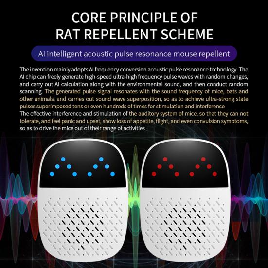 Ultrasonic Pest Repeller Ultra-High Frequency Pulse Waves Ultra-Large Effective Area US Plug Insect Rodent Repeller Mouse Control Device