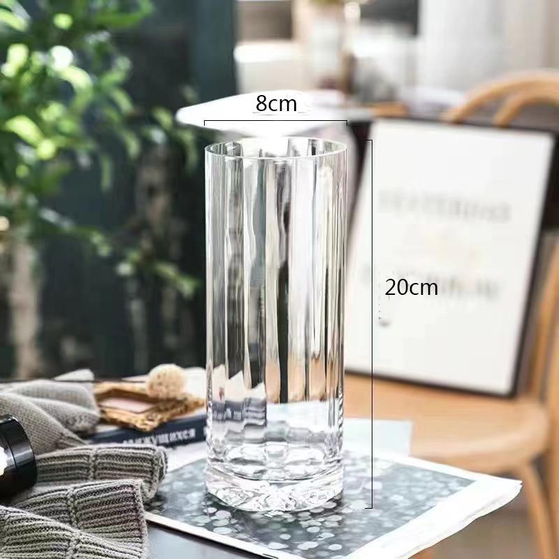 Nordic Cone-Shaped Transparent Glass Vase for Lucky Bamboo and Flowers