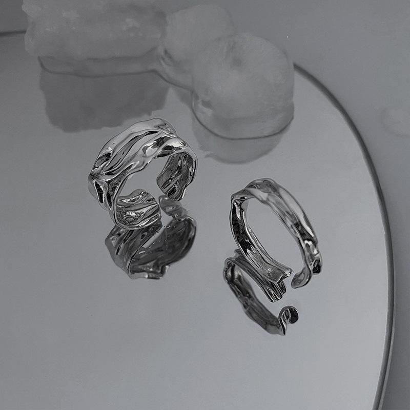 Irregular Geometric Opening Ring 2-piece Set Niche Design Baroque Ring Cold Style Fashion Jewelry Women