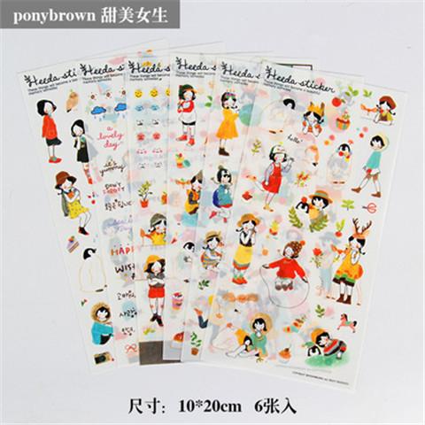 6PCS/set DIY Kawaii Cute Drawing Market Planner Book Diary Decorate Stationery Stickers PVC Transparent Scrapbooking