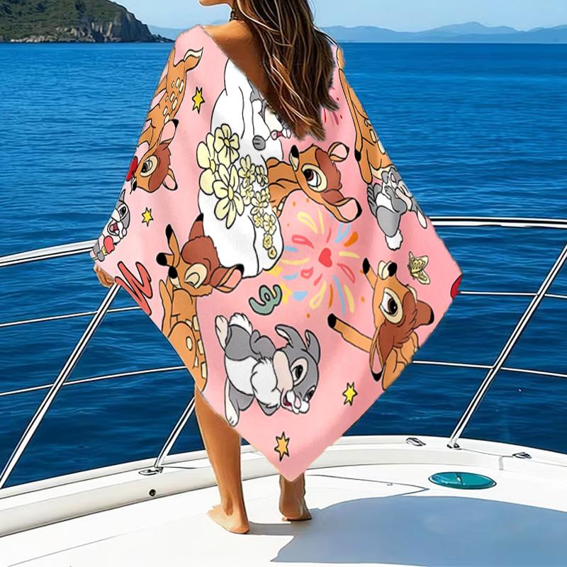 1pc Bambi2 Beach Towel with Custom Name, Beach/Swimming/Bath/Picnic/Camping Towel, Suitable for Seaside Beaches