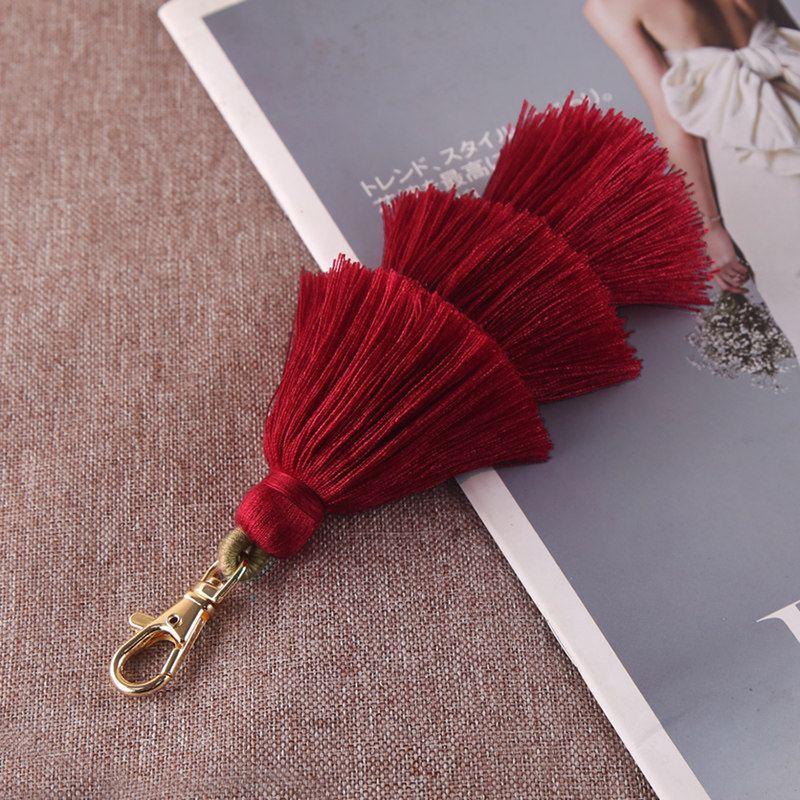 Three-Layer Cotton Tassel Pendant Bag Ornaments Ethnic Style Fashion Keychain Bohemia 3-Layer Tassel Pendant