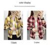 Women's Korean Style Plaid Shirt, Long Sleeve, Loose Fit, College Style Outerwear, 2025 Spring/Autumn Collection