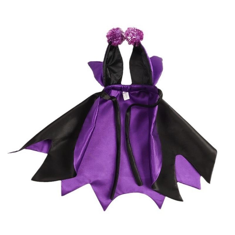 Dog Witch Costume/Devil Horn Hat for Pet Halloween Theme Party Dogs Costume Cloak for Small Cats Dog Cosplay Party Outfit