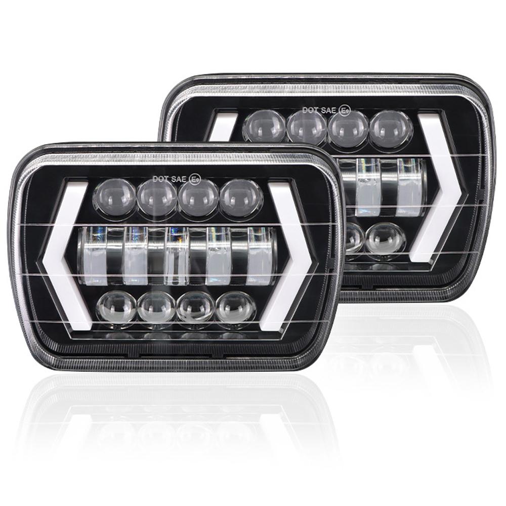 

5x7 Светодиодные фары с ближним/дальним светом Автомобильные прямоугольные фары с ДХО Указатель поворота Яркие чёрный