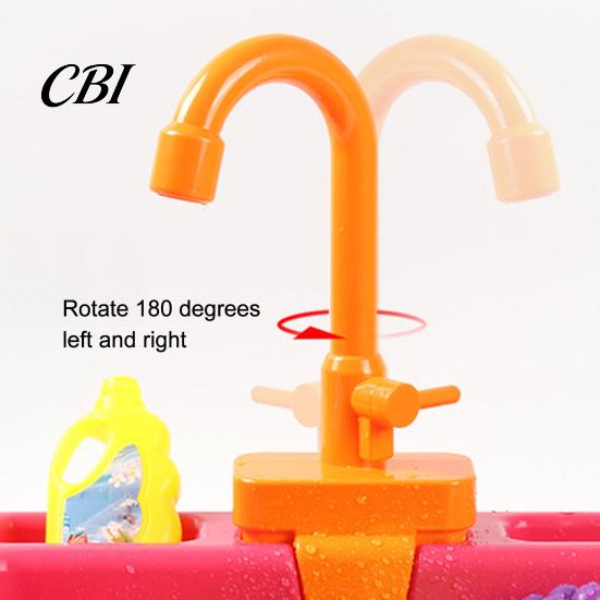 Realistisch stromend water speelgoed doe-alsof gootsteen kraan vervanging, Elektrische circulatie peuter voor kinderkamer keuken, Vaatwasserbestendig rollenspel op batterijen