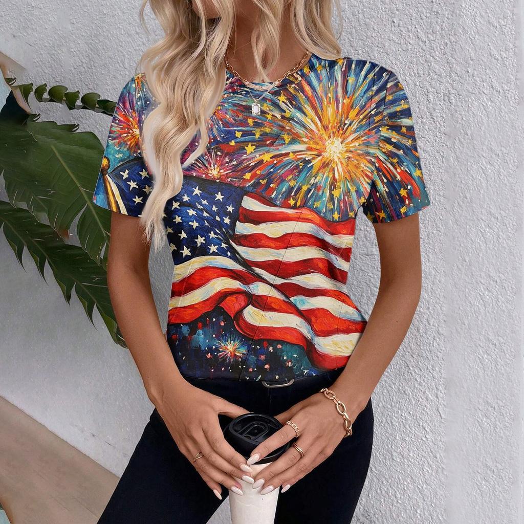 Top Feminino de Manga Curta com Estampa do Dia da Independência