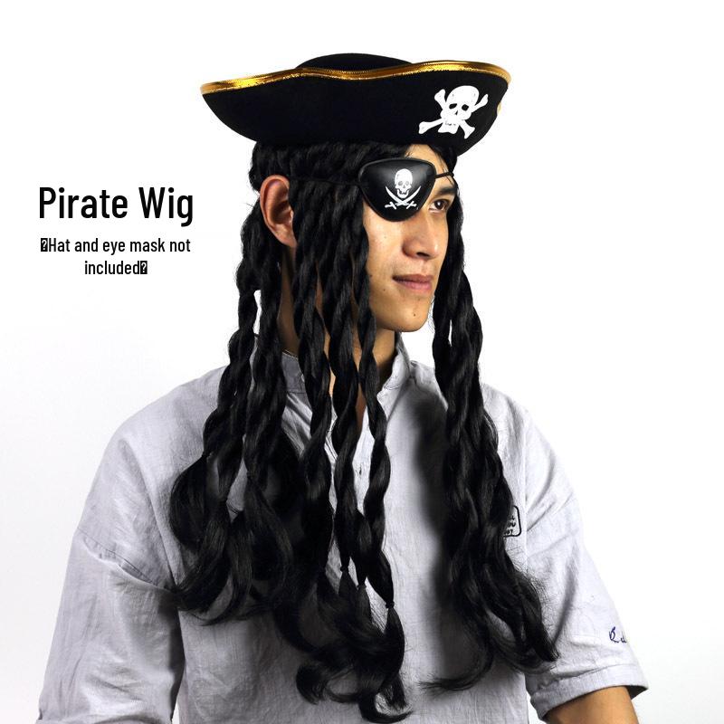 Set Costume da Pirata: Parrucca, Benda sull'occhio e Cappello Oggetti di scena per Halloween