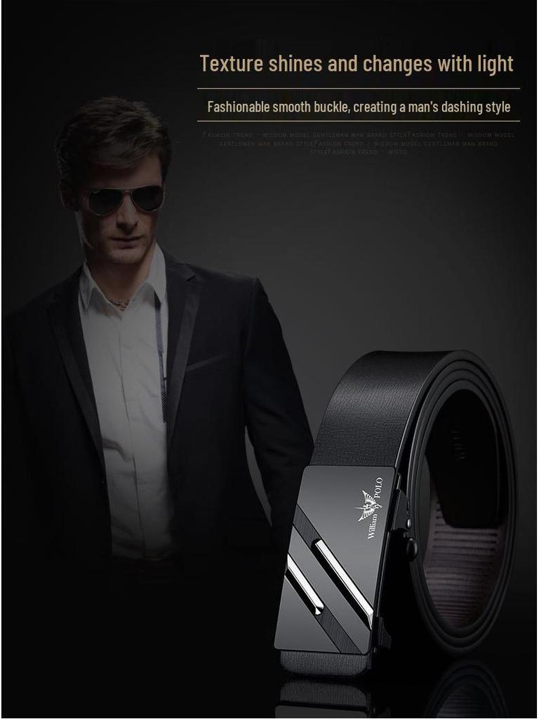 Emperor Paul Men's Genuine Leather Automatic Buckle Belt - Youth Minimalist Design