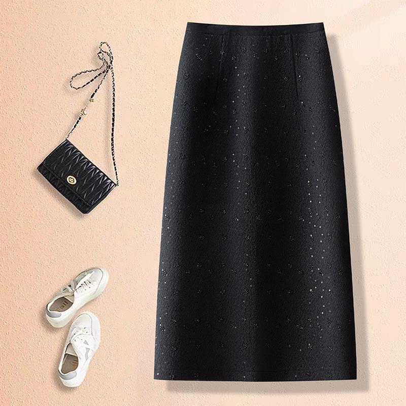 Hot Diamond High-Waist Midi Skirt - Autumn/Winter 2025: Thick, Comfortable, Slimming, Slit, Straight, Hip-Hugging Women's Fashion