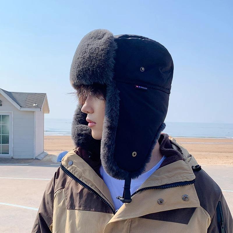 Hat Men's 2 Winter Fleece Thickened Outdoor Cycling Ear Protection Warm Artifact Hat