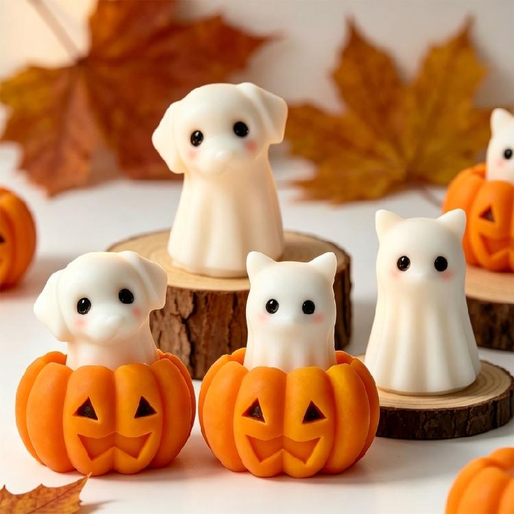 Easy Releases Silicone Mould for Halloweens Candle Pumpkin Specters Designs Crafting Supplies