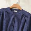 Japanese Style Blue Plaid Cotton Linen Shirt Dress for Women - Summer Short Sleeve Long Layered Design