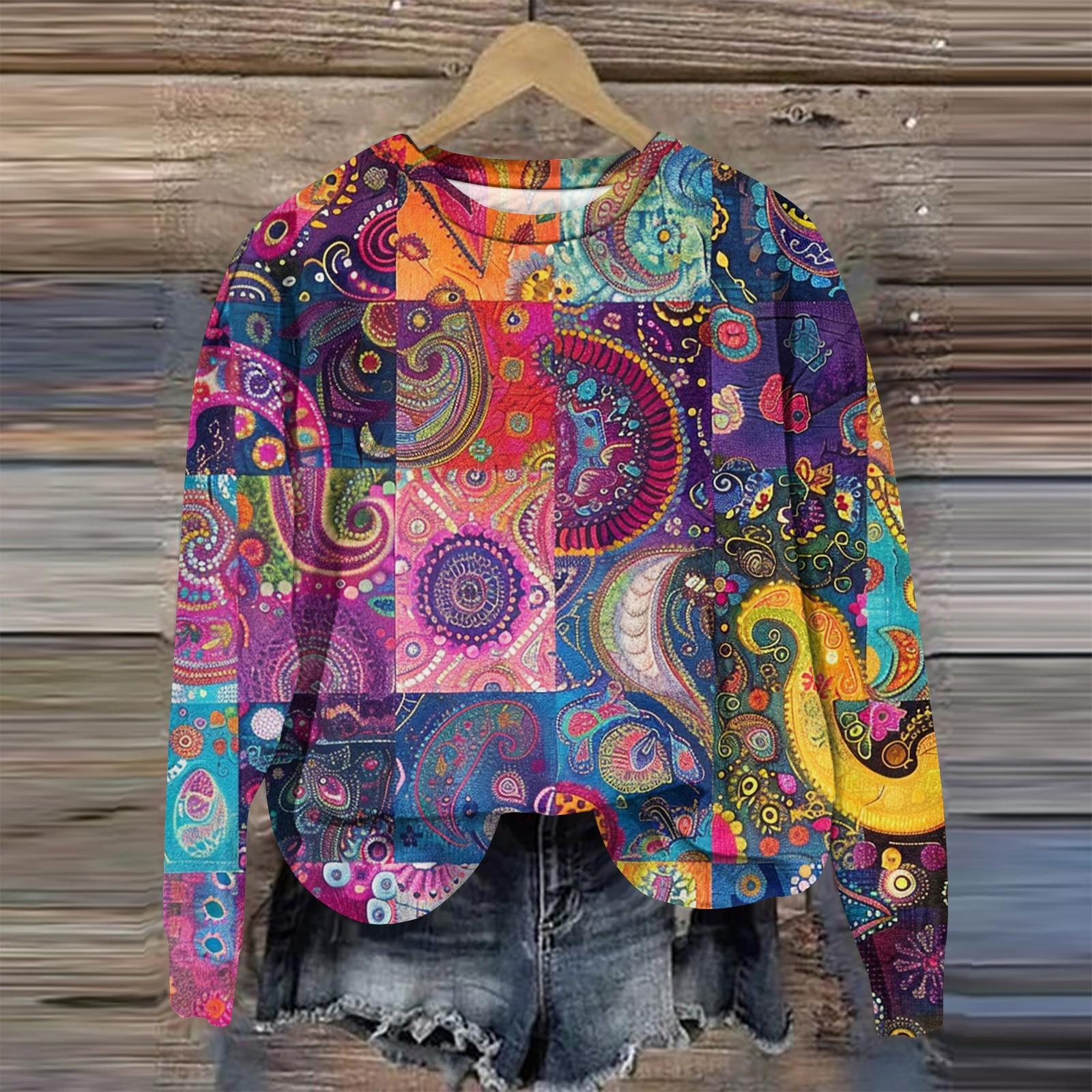 

Женская мода свободный повседневный карман с длинным рукавом толстовка с принтом свитшот XL жёлтый