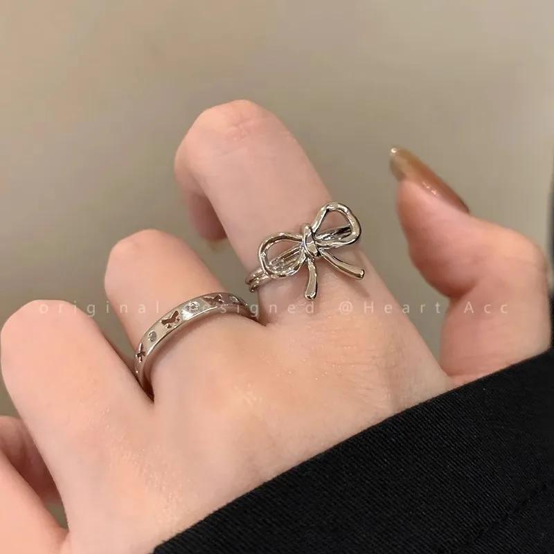 New Creative Smooth Water Drop Rings for Women Vintage Geometric Adjustable Croissant Open Finger Nail Ring Couple Jewelry Gifts